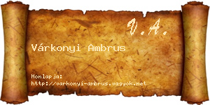 Várkonyi Ambrus névjegykártya